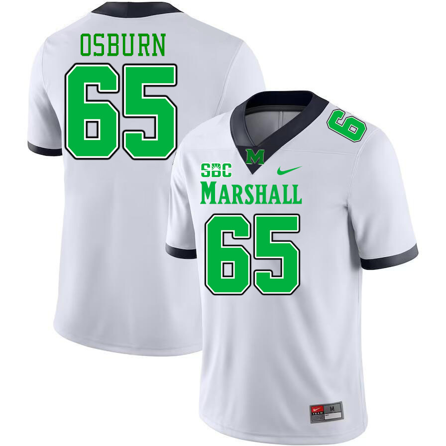 Men #65 Logan Osburn Marshall Thundering Herd SBC Conference College Football Jerseys Stitched-White